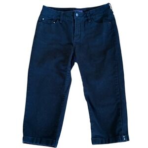 NYDJ Black‎ Capri Denim Jeans Rhinestone Accents Size 6P
